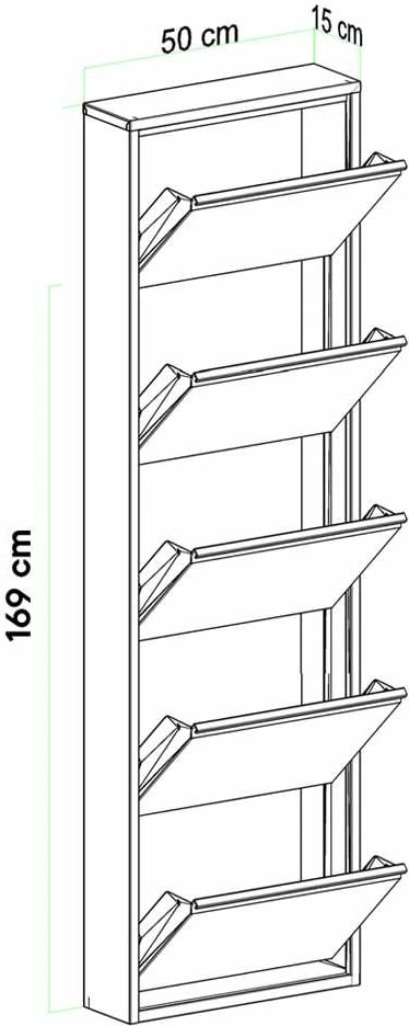 Dollap këpucësh Skye Decor, metal, 5 pjesë, ngjyrë e zezë, me kyç