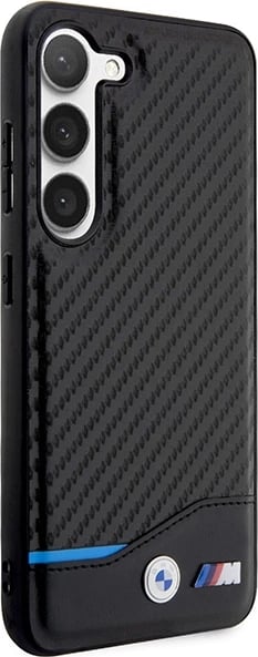 Mbështjellës BMW Leather Carbon për Samsung Galaxy S23+, i zi