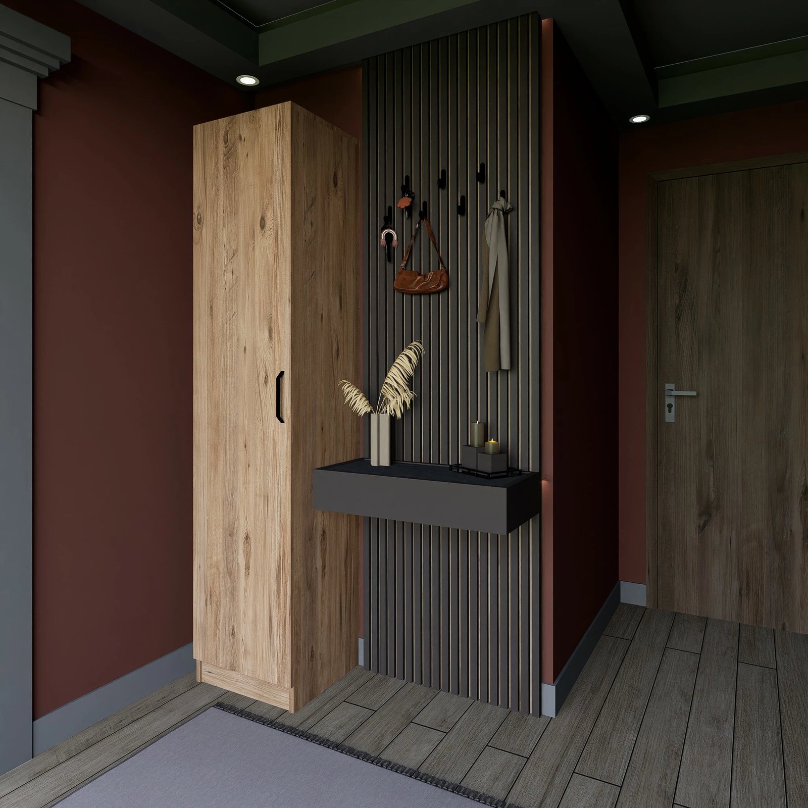 Dollap me një derë, ngjyrë arre, Skye Decor, Yaman