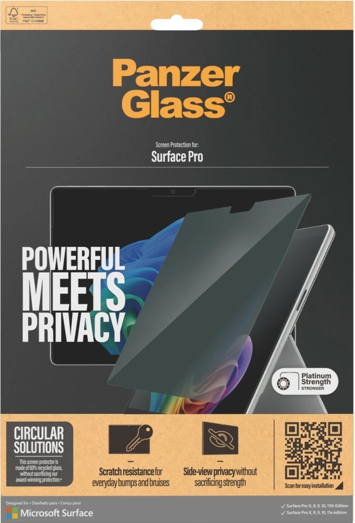 Mbrojtës ekrani PanzerGlass për Microsoft Surface Pro X/8/9/10/11, transparent
