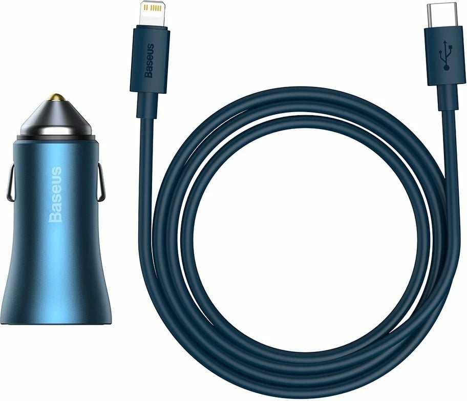 Karikues veture Baseus Golden Contactor Pro 40W me kabllo USB Type-C në Lightning, Blu