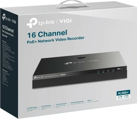 NVR TP-Link VIGI VIGINVR2016H-16MP4TB, 16 kanale, 4 TB, Ngjyrë e zezë