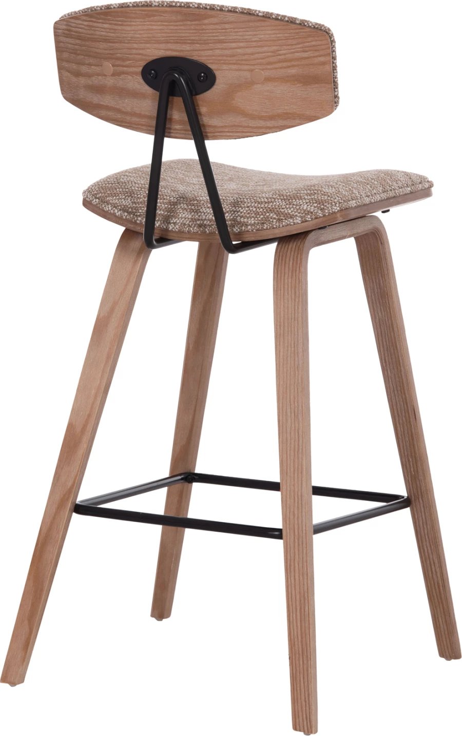 Karrige për bar, lartësi mesatare, INOVER FH9984.01, dru i bardhë, material kafe, 50x48x90cm