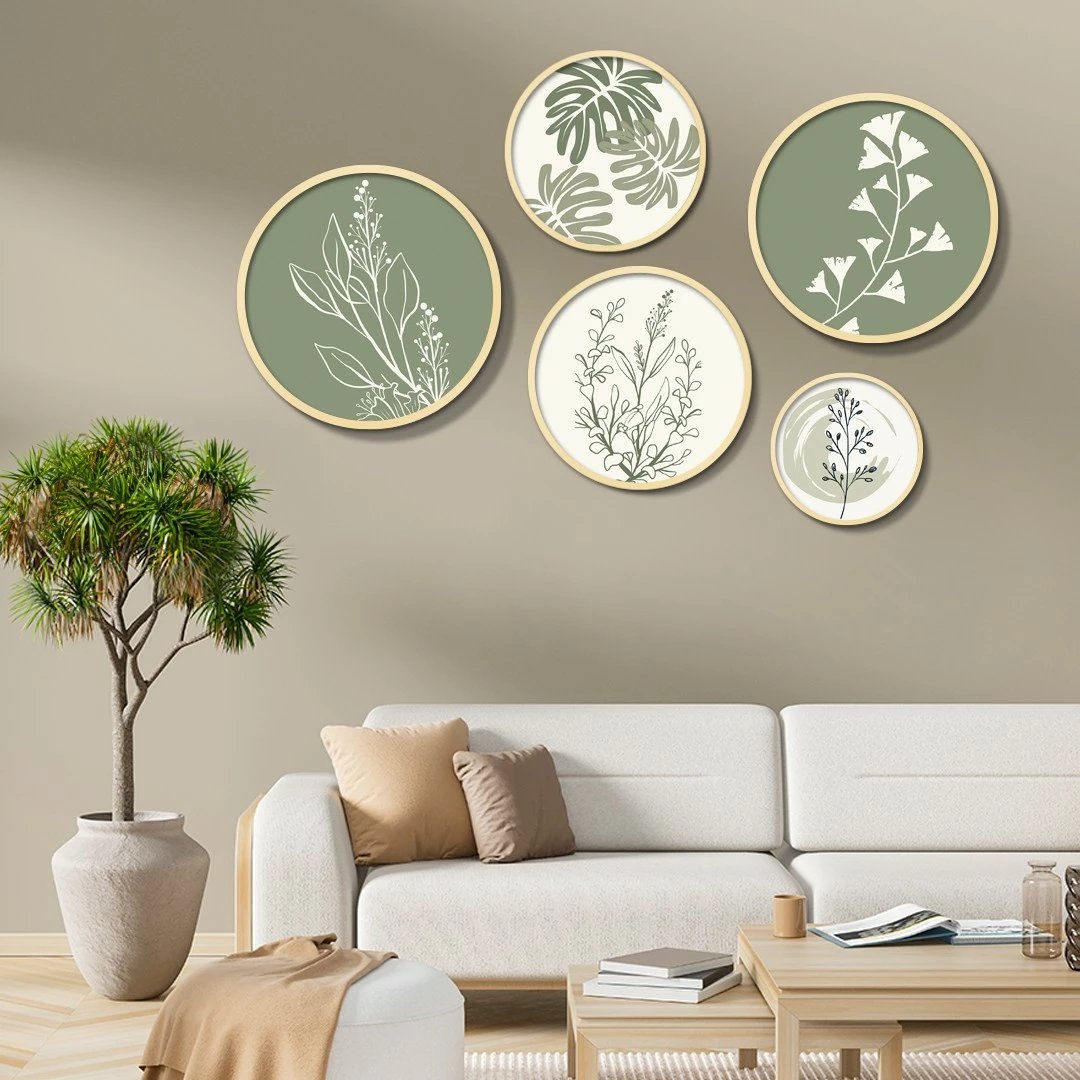 Set pikturash dekorative me kornizë MDF (5 copë), Wallity, Yats-04