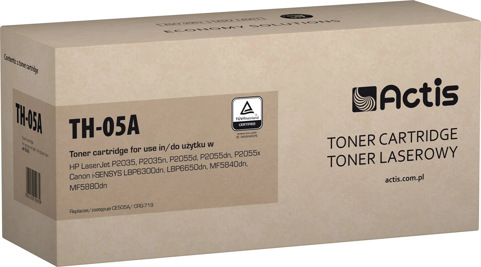 Toner zëvendësues Actis TH-05A për printer HP, i zi