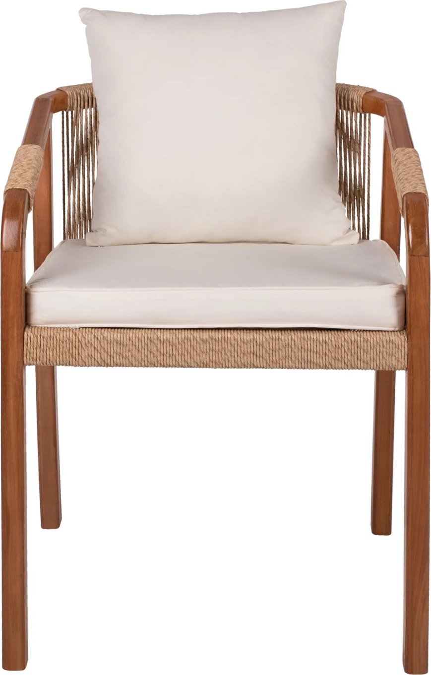 Karrige me krahë, dru teak, litar dhe jastëkë, FH9456.01, 57x63.5x75-88H cm