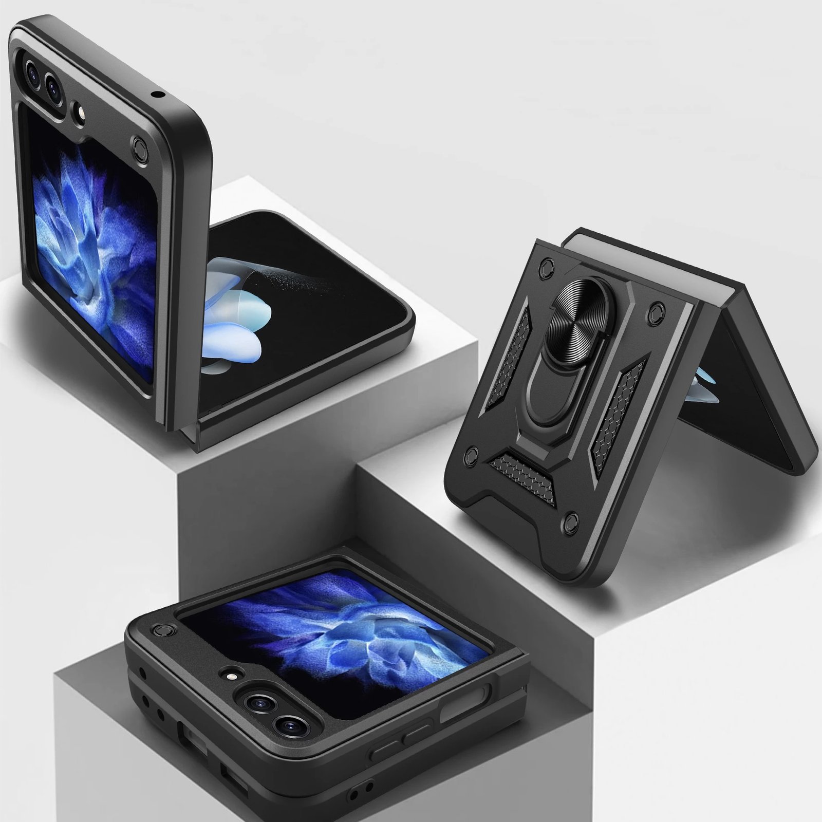 Mbështjellës Hurtel Hybrid Armor Camshield për Z Flip 5 5G, me mbrojtës kamere, Rozë