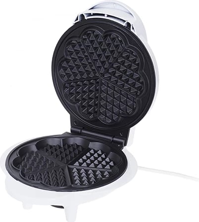 Pjekës waffle, Adler CR 3022, 1000 W, termostat, 5 zemra, veshje qeramike jo-ngjitëse, e bardhë