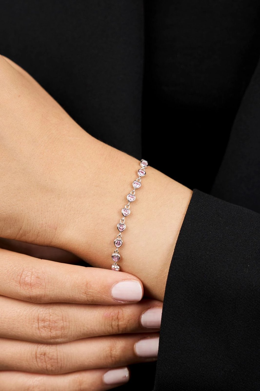 Byzylyk argjendi Elika Silver, ngjyrë rozë, ELKYS60422Pembe