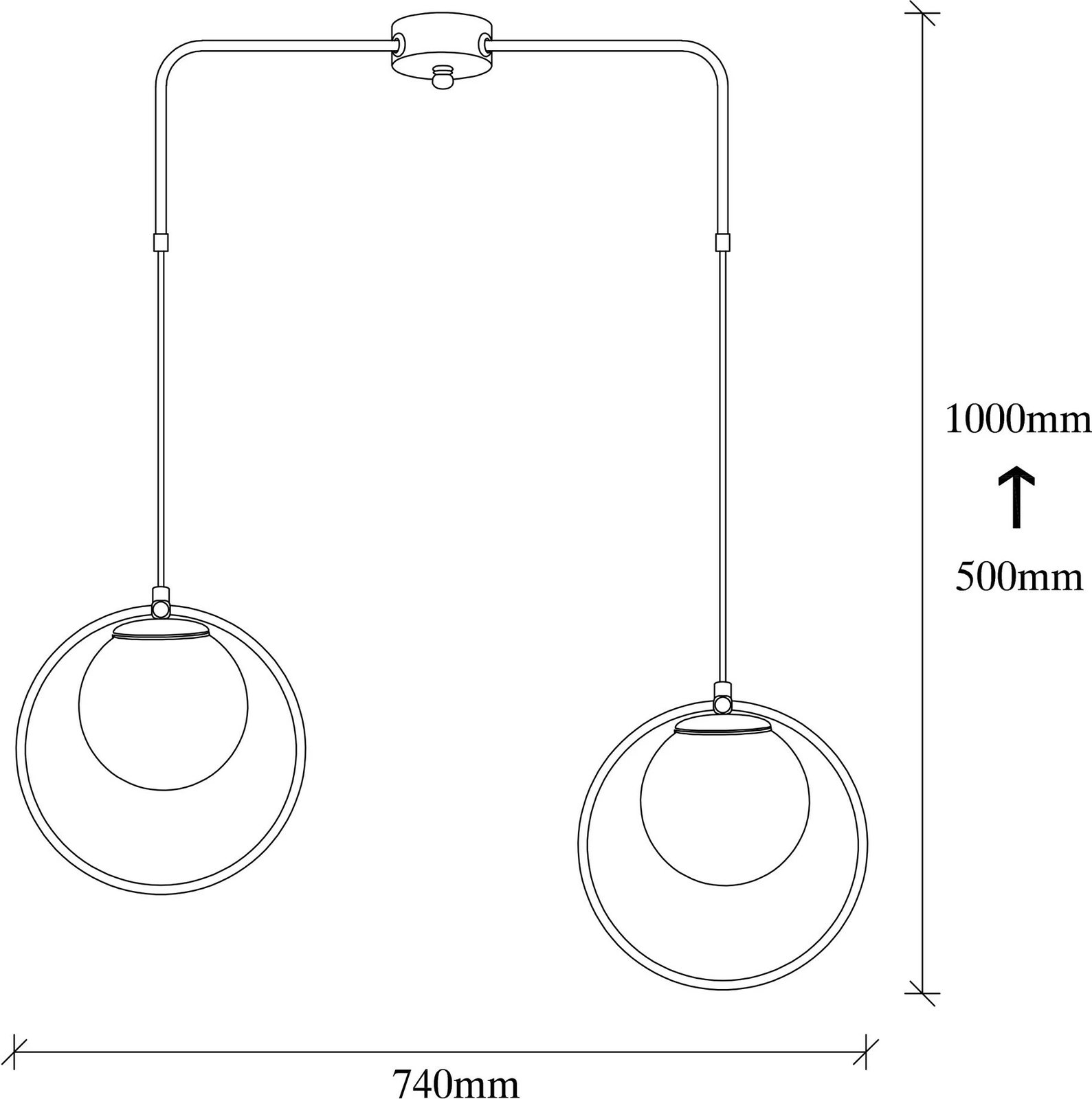 Llambë tavani Opviq, Dolunay - 4501, ngjyrë e zezë dhe e bardhë