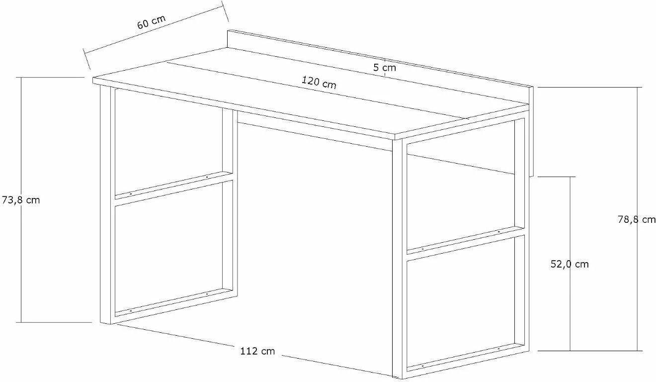 Tavolinë pune për studim, ngjyrë arre dhe e zezë, Hanah Home Rana