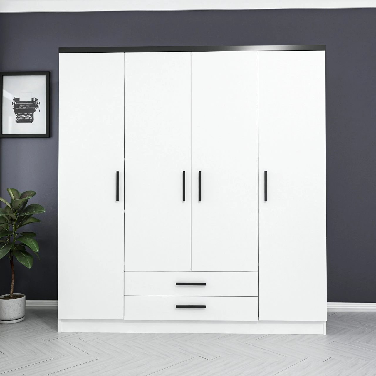 Dollap për dhomë gjumi, ngjyrë e bardhë, Skye Decor Kale Plus - 3045