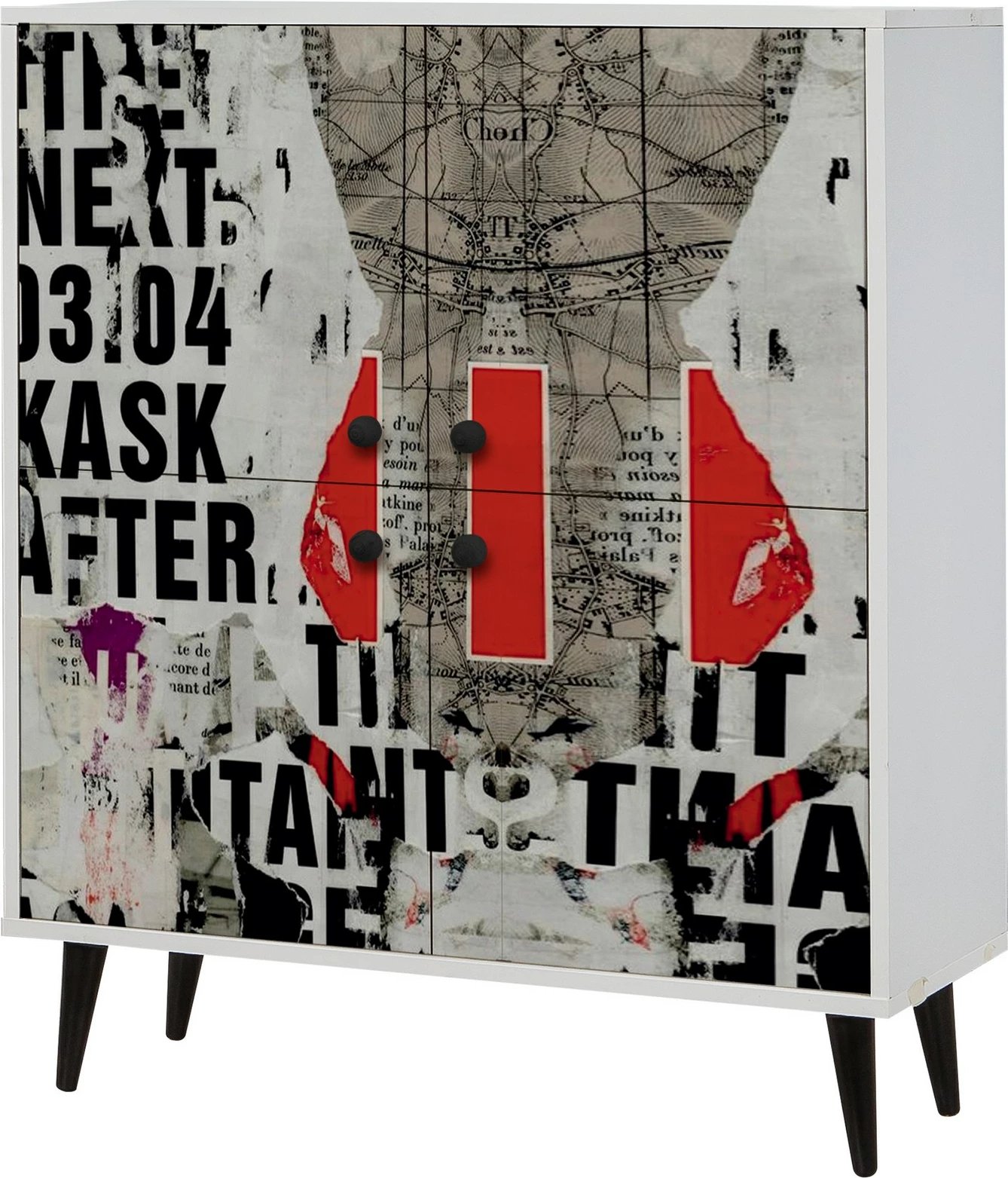 Dollap multifunksional Hanah Home, Multilüx, i bardhë, i zi, i kuq, i hirtë