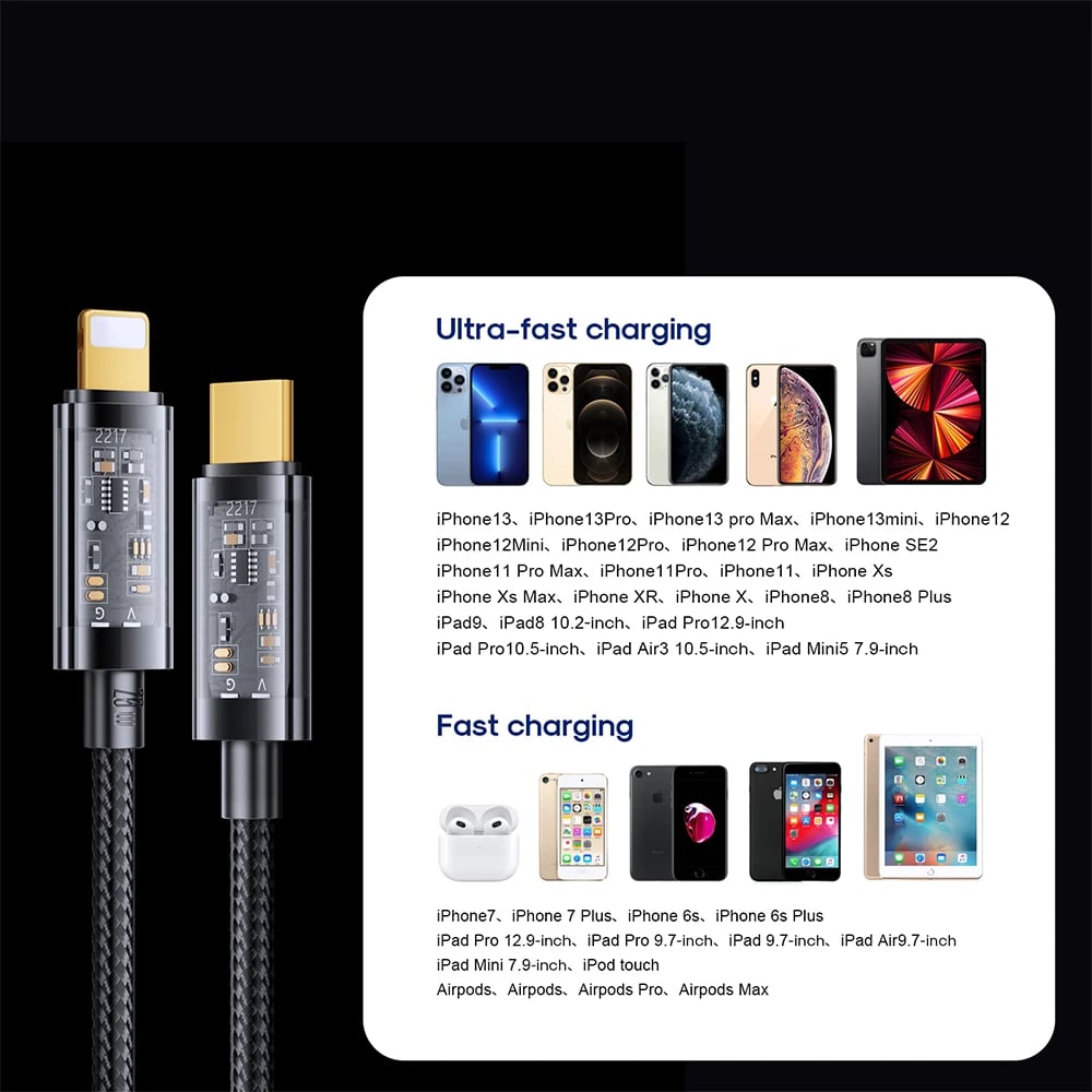 Kabllo Joyroom S-CL020A12 Lightning / USB-C, 1.2m, 20W, e zezë