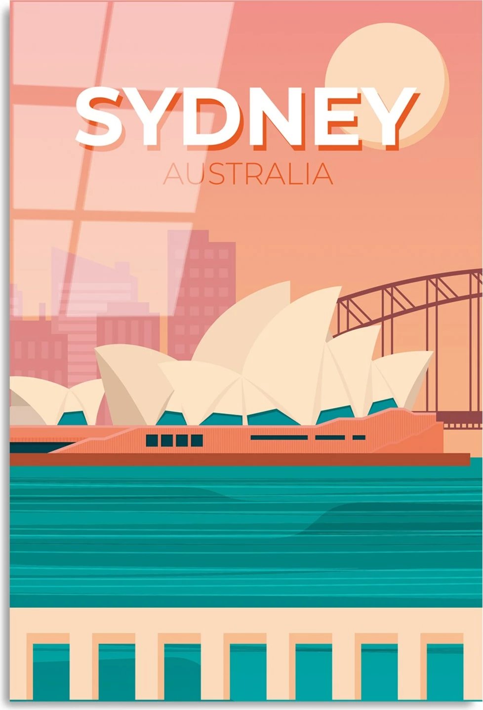 Pikturë dekorative prej xhami të temperuar, shumëngjyrëshe, 30x45cm, Sydney Australia