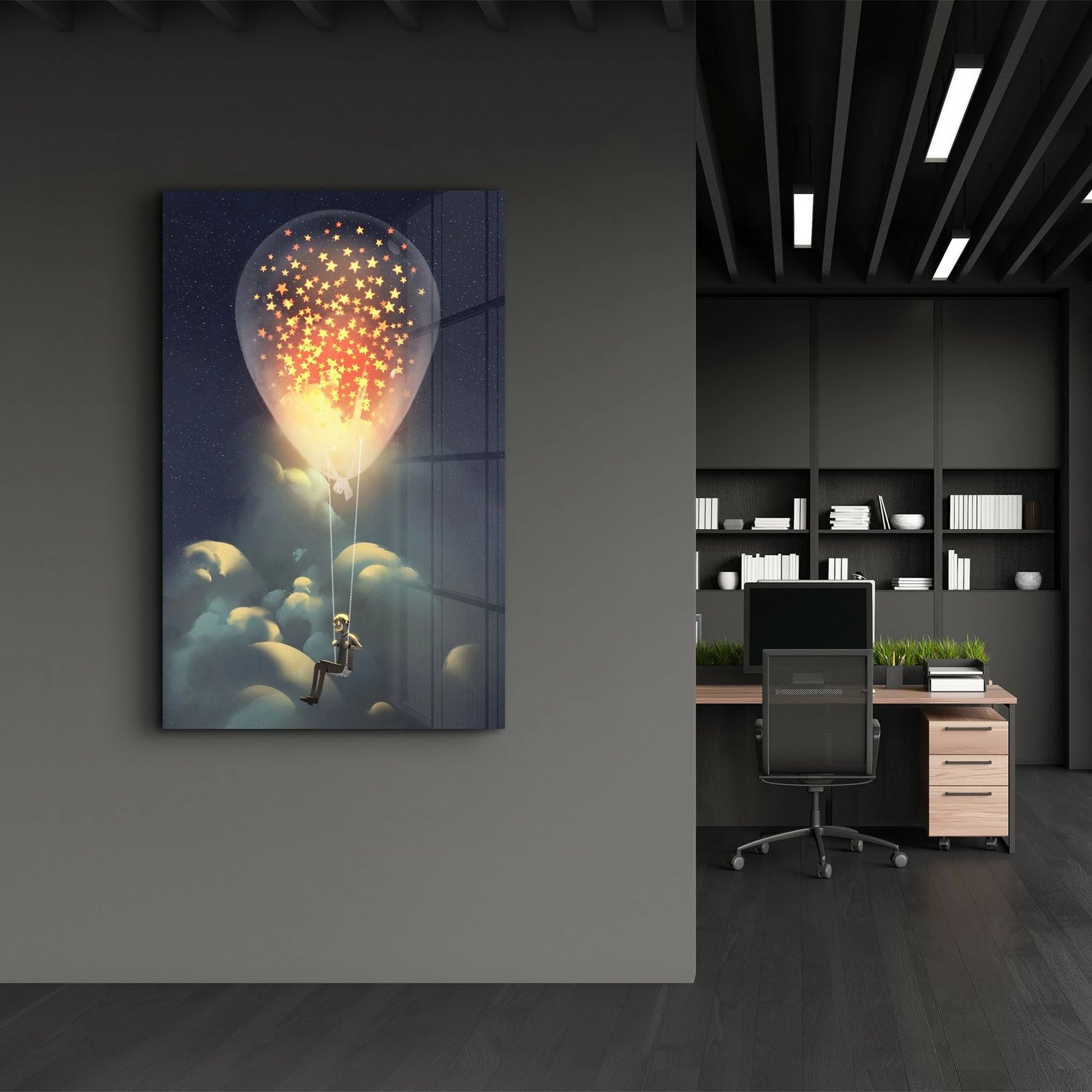 Pikturë dekorative prej xhami të temperuar, shumëngjyrëshe, CAM-4035, 46x72cm