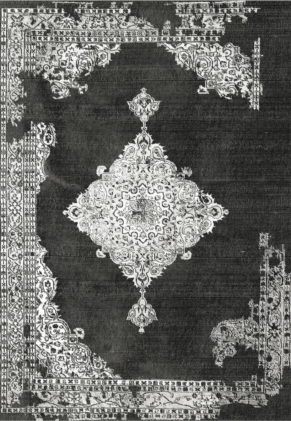 Tapet vintage JOSIANE, ngjyrë zezë-gri, me franja, FH7677.12, 120x170 cm