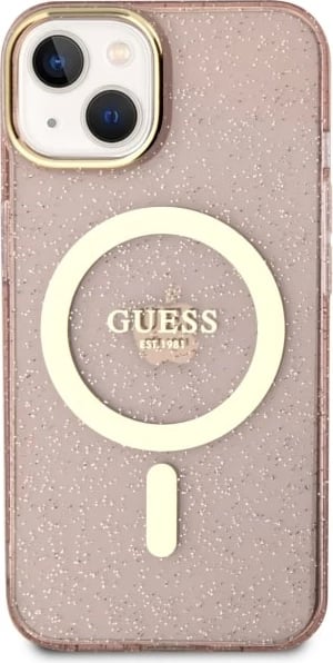 Mbështjellës Guess GUHMP14MHCMCGP për iPhone 14 Plus 6.7", Glitter Gold MagSafe, Rozë Mbështjellës Guess GUHMP14MHCMCGP për iPhone 14 Plus 6.7", Glitter Gold MagSafe, Rozë