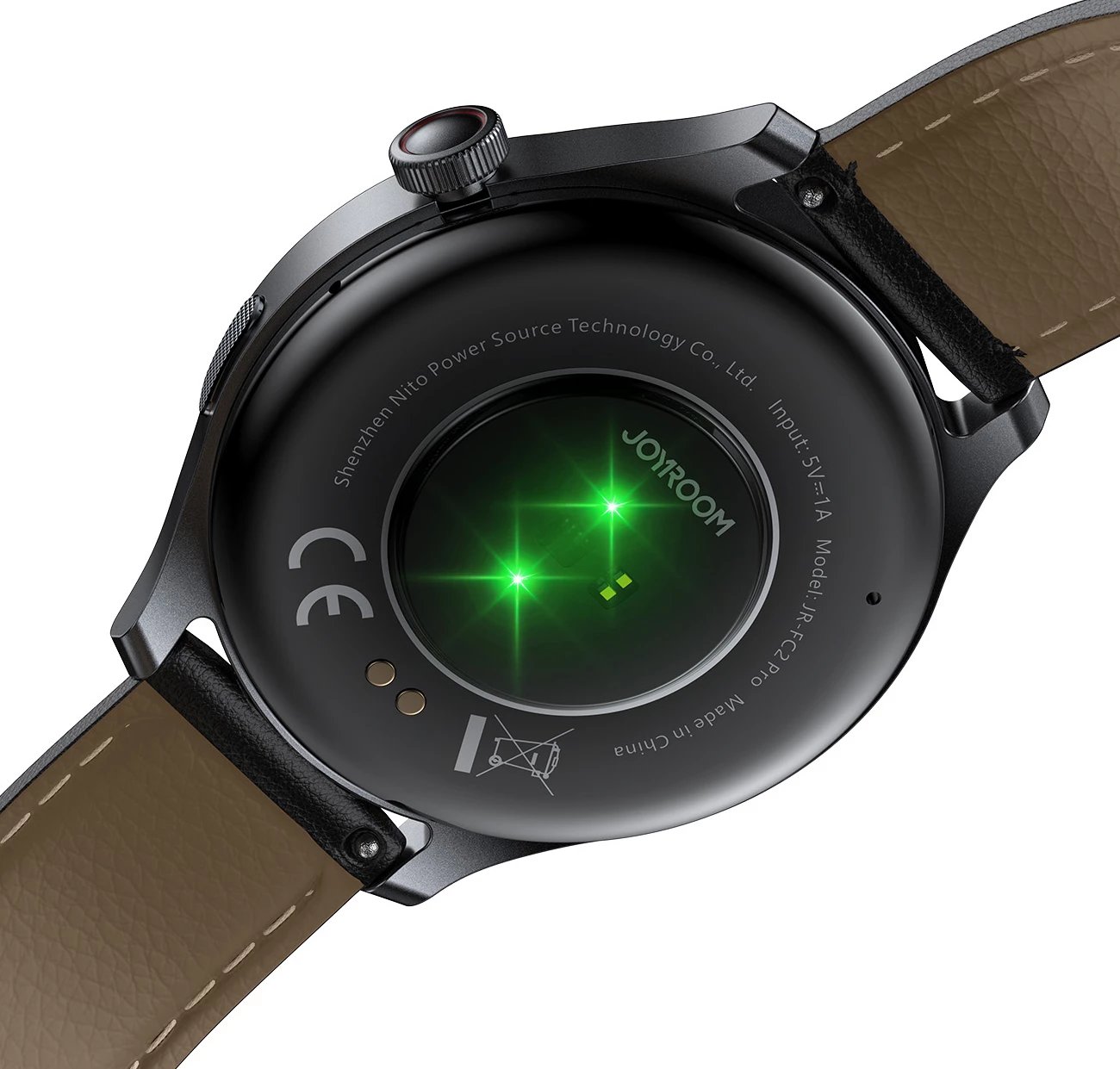 Smartwatch Joyroom JR-FC2 Pro, 1.46" HD, Bluetooth thirrje, 350mAh, Gri e errët, rripa lëkure dhe silikoni