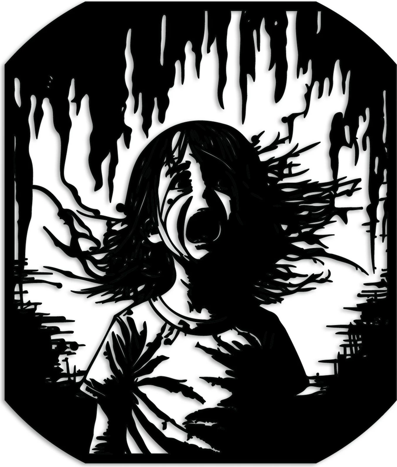 Aksesor dekorativ metalik për mur, Wallity Gaza, ngjyrë e zezë, 56x47cm