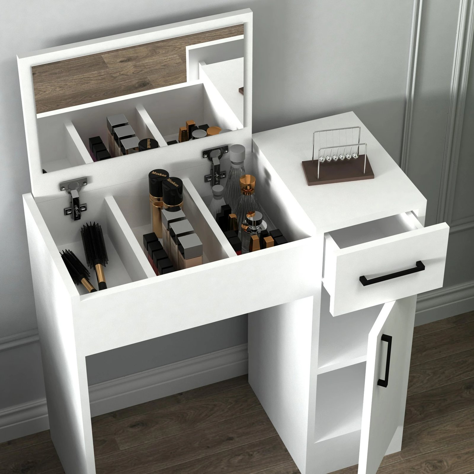 Tavolinë grimi Skye Decor, e bardhë, Inci