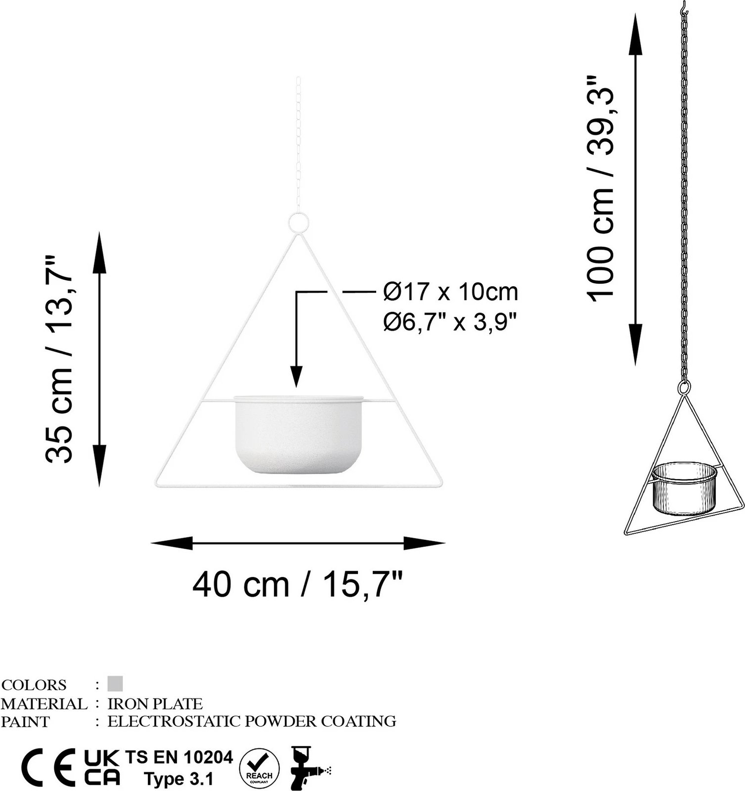 Saksia dekorative Aberto Design, Harpusta, e bardhë