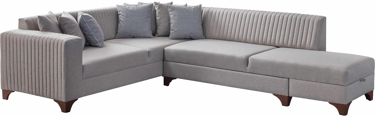 Kënd divan-krevat, ngjyrë krem, Atelier del Sofa, West Right, me 6 jastëkë