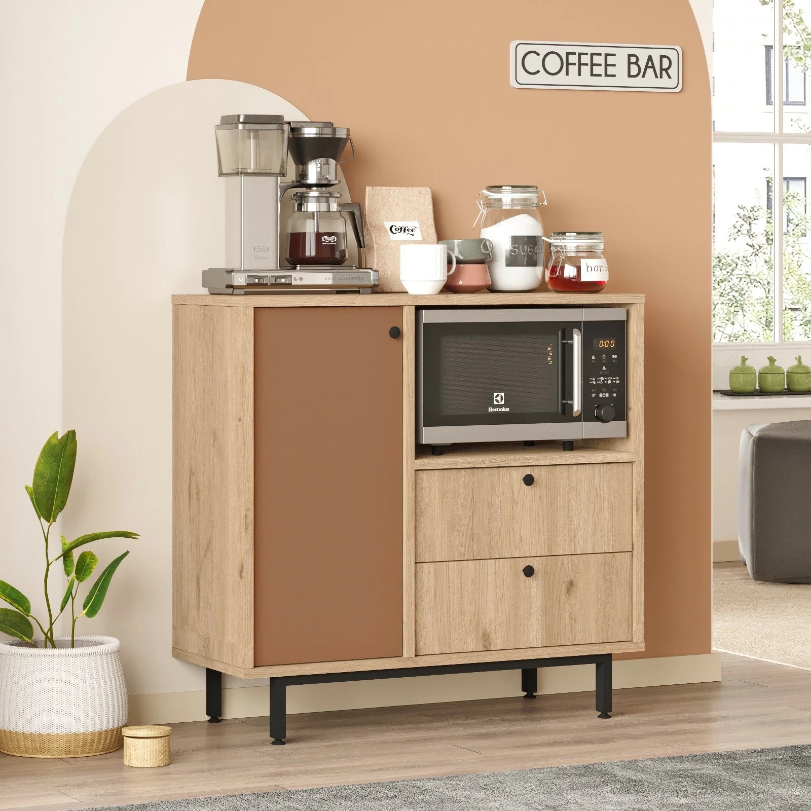 Dollap multifunksional, ngjyrë lis dhe e kuqe, Skye Decor, RE1-SK