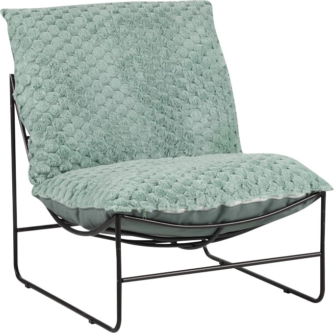 Fotelje Chopie, material stof, ngjyrë jeshile e çelët, këmbë të zeza, 77x90x83cm