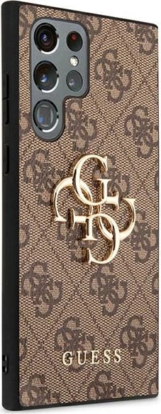 Mbështjellës Guess GUHCS22L4GMGBR për Samsung Galaxy S22 Ultra, hardcase, lëkurë sintetike, kafe