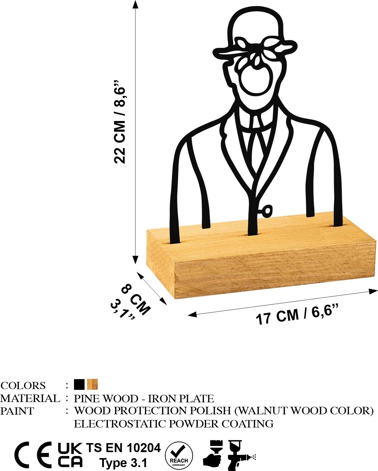 Objekt dekorativ Aberto Design, Rene, ngjyrë druri dhe e zezë