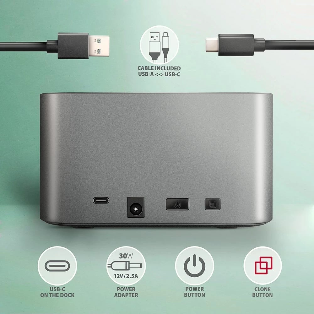 Stacion dokimi Axagon ADSA-DC, USB3.2 Gen1, 2x SATA 6G, hiri