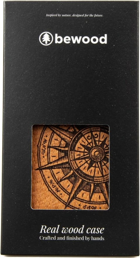Mbështjellës druri Bewood Traveler për iPhone 15 Plus, Kompas, Kafe