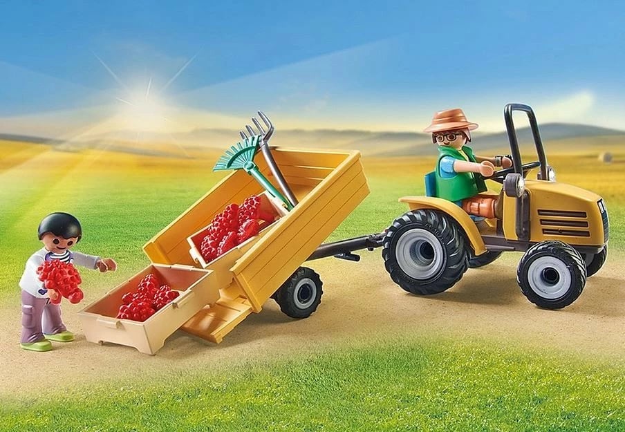 Set figurina Playmobil Country 71442, traktor me rimorkio dhe tank uji, 117 pjesë