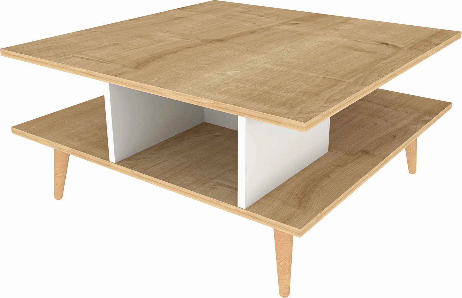 Tavolinë e ulët Hanah Home, Akya, ngjyrë lis dhe e bardhë