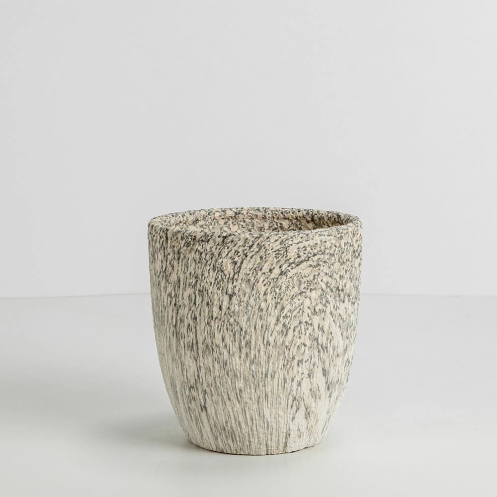 Set me 3 vazo KANCHE, qeramike, bezhë e zezë, 30x30x31cm