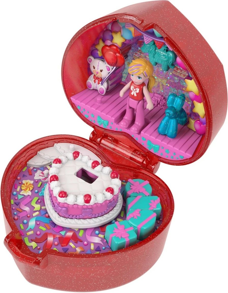 Set lodrash Polly Pocket Mattel JGK21, 80 vjetori, me mikro kukull dhe aksesorë, Kuqe