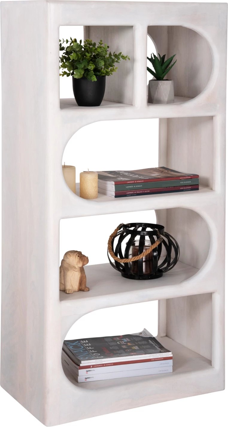 Tallboy HANDYR dru mango i bardhë 60x35x120H cm