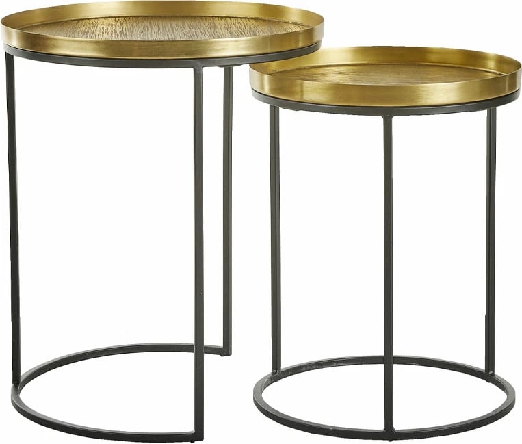 Set tavolinash anësore Totale, 2 copë, ngjyrë bronzi antik dhe e zezë, 49x49x56