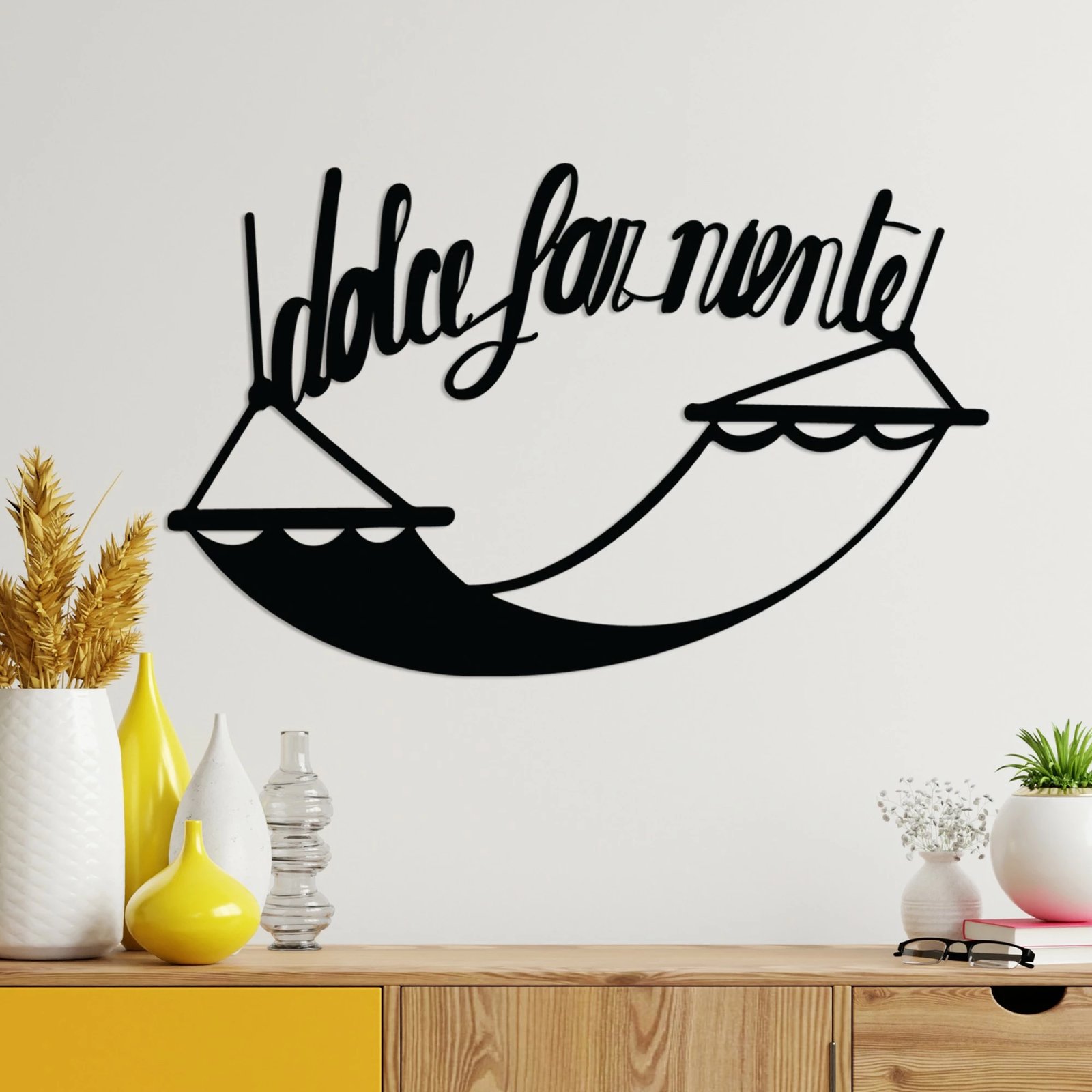 Aksesor dekorativ metalik për mur, Wallity Dolce Far Niente 5, ngjyrë e zezë, 60x38cm