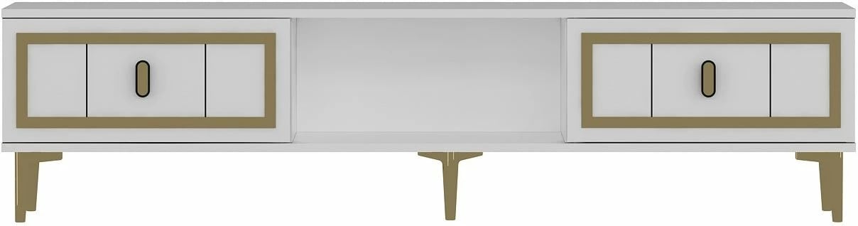 Komodë TV Skye Decor, e bardhë, ar