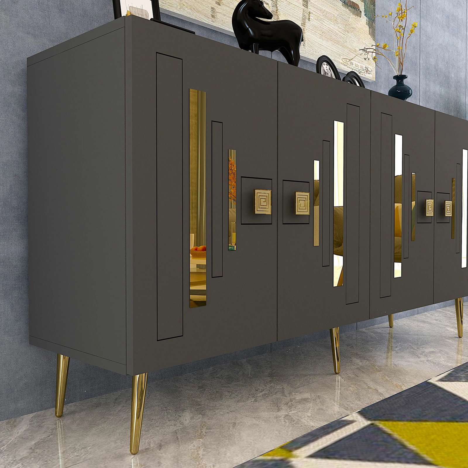 Konsolë Skye Decor, anthracite, ari