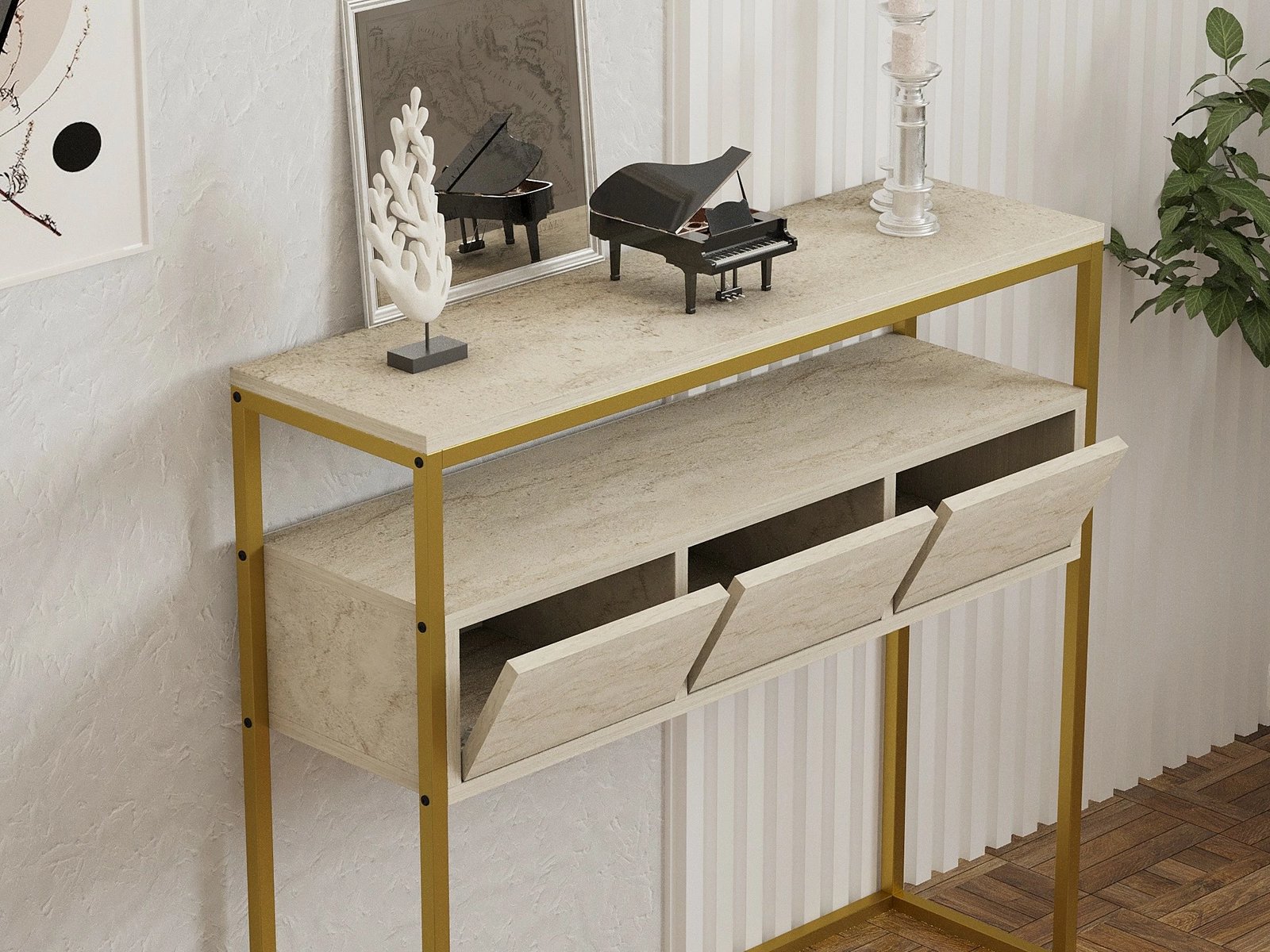 Konsolë Hanah Home, ngjyrë travertin, Guarda