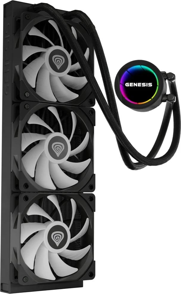 Sistem ftohës me lëng për kasë kompjuteri GENESIS NLG-2321, 3 ventilatorë, RGB, i zi