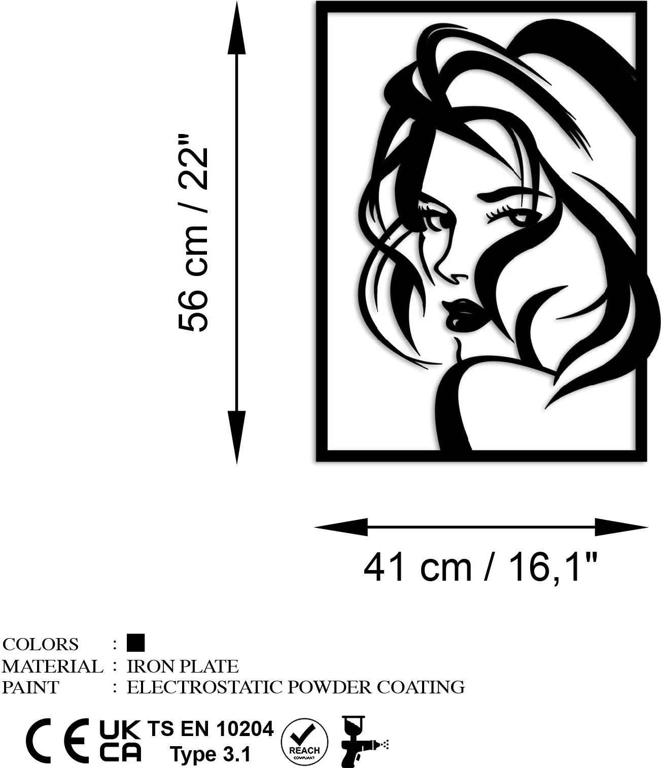 Aksesor dekorativ metalik për mur Wallity, Look