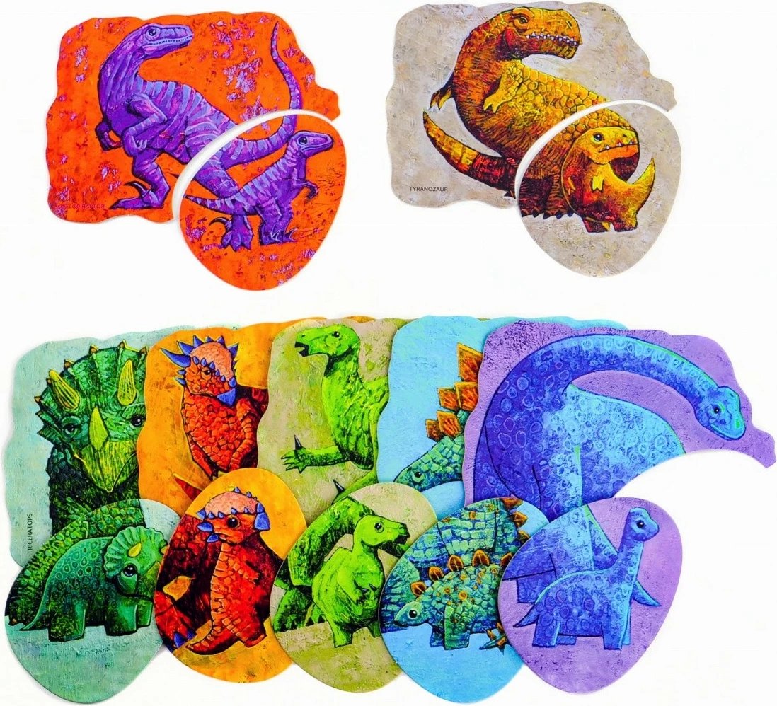 Puzzle dy-pjesësh Muduko 54437, dinosaurët dhe të vegjlit e tyre, 24 pjesë, për fëmijë