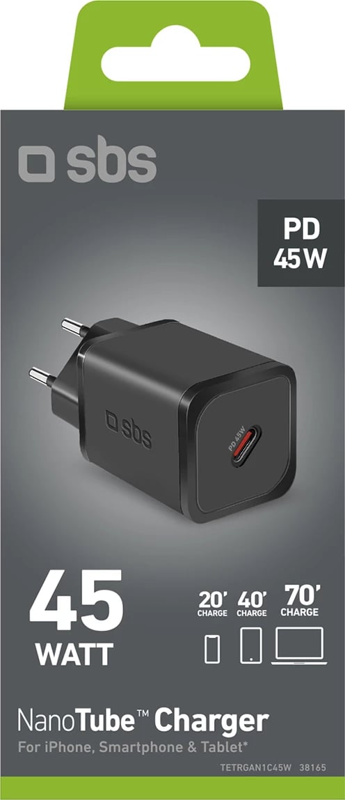 Karikues muri SBS TETRGAN1C45W, 45W, GaN, USB-C, Power Delivery, i zi