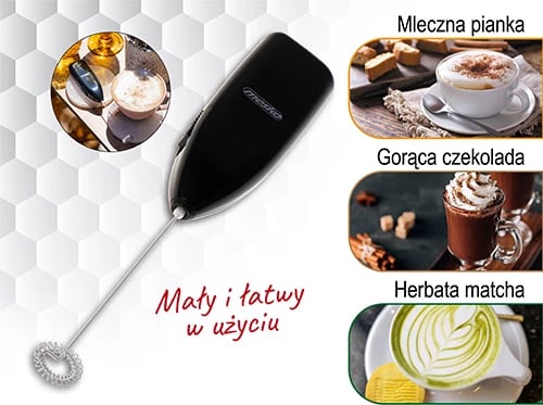 Rrahës qumështi, Adler, MS 4502, çelik inox tel rrahës, me bateri 2xAA, zi