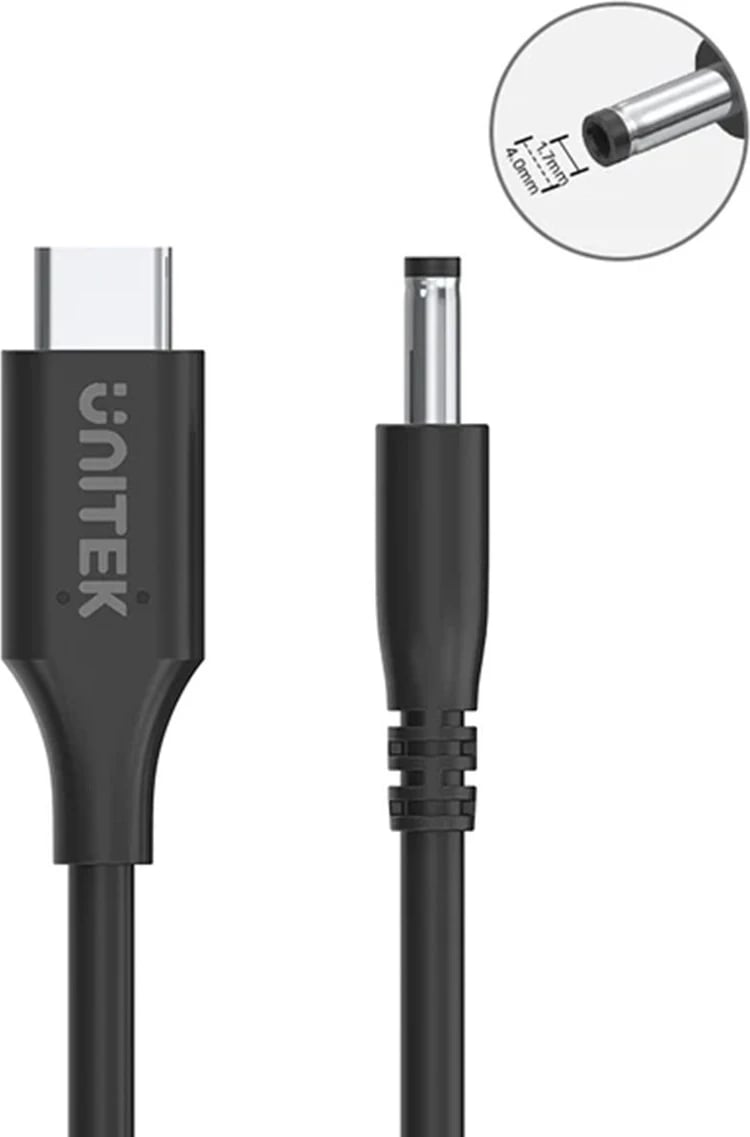 Kablli i Energjisë për Lenovo Unitek, 65W USB-C - DC4,0mm, ngjyrë e zezë