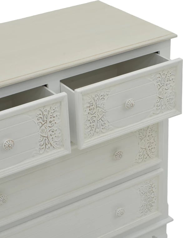 Komodë me sirtarë Pazlen ngjyrë e bardhë antike MDF 80x40x80cm